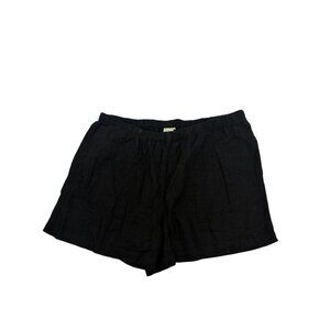 A New Day Womens Medium Shorts Black Linen Elastic Waist Casual Summer